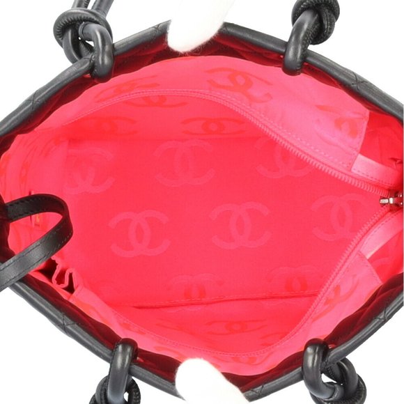 CHANEL Tote Medium Cambon Bag Leather Black Women's - Picture 6 of 8